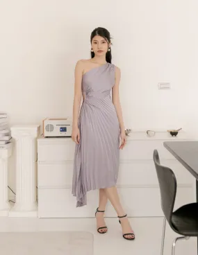 Aleyna Pleated Toga Dress in Lilac Grey