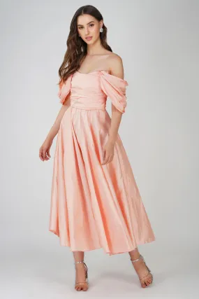 Anya Sugar Pink Taffeta Midi Dress