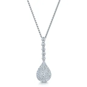 18ct White Gold Pave Set Teardrop Diamond Drop Necklace