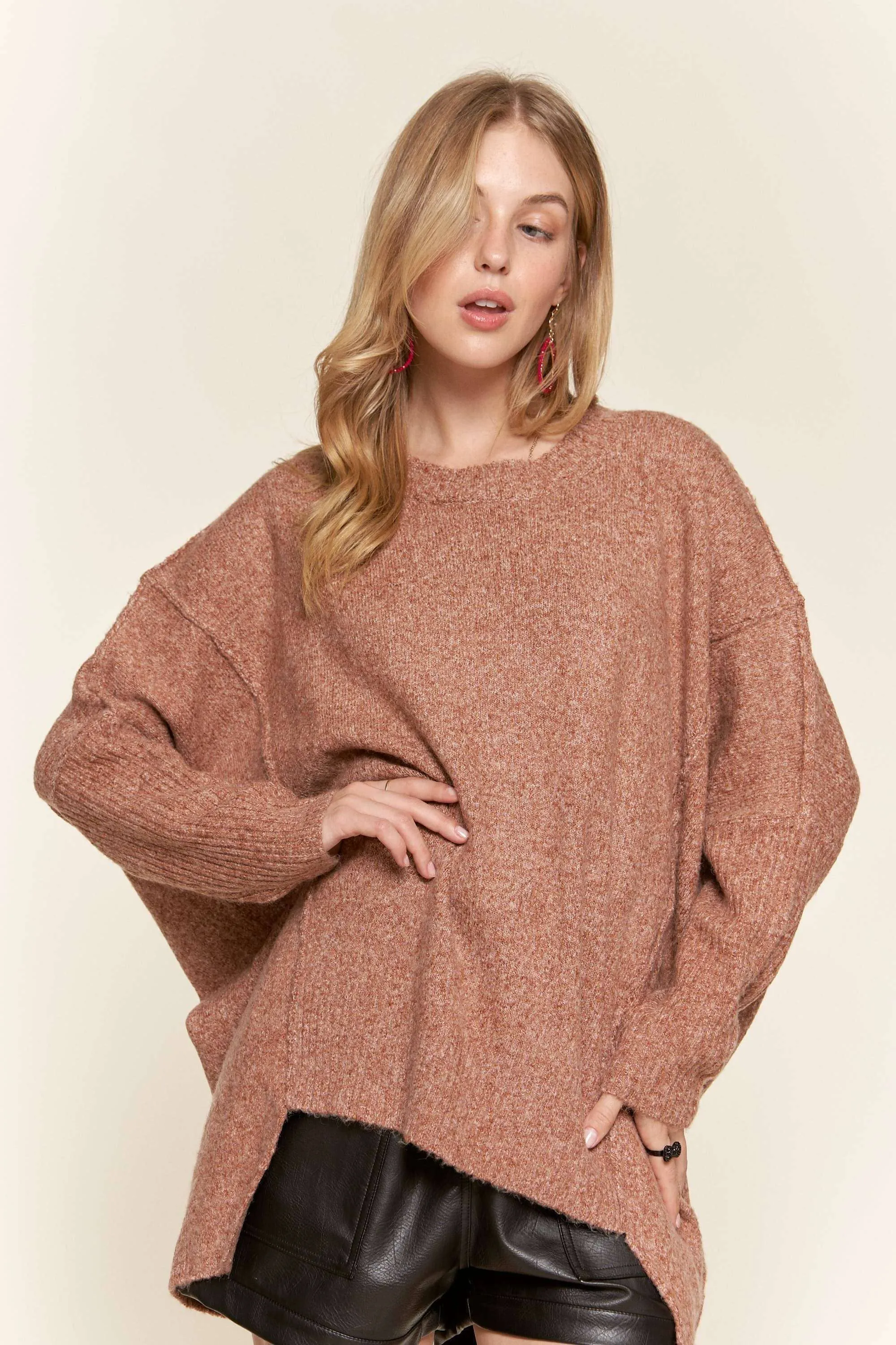 Adora Oversized Rust Knit Tunic Top