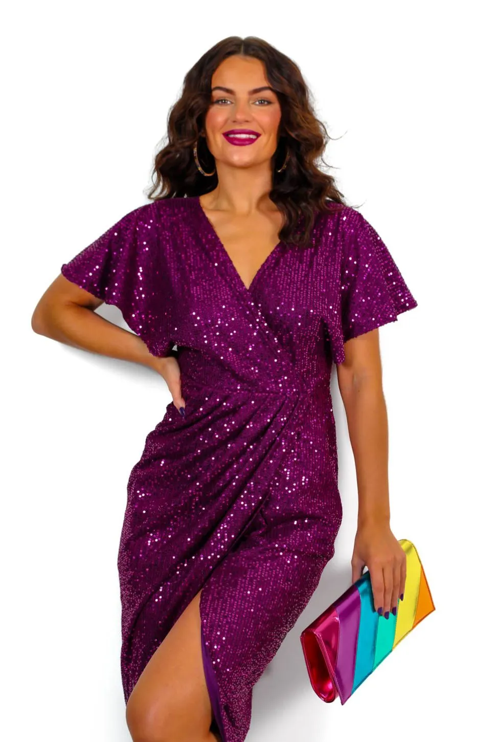 Adore Me - Plum Sequin Midi Dress