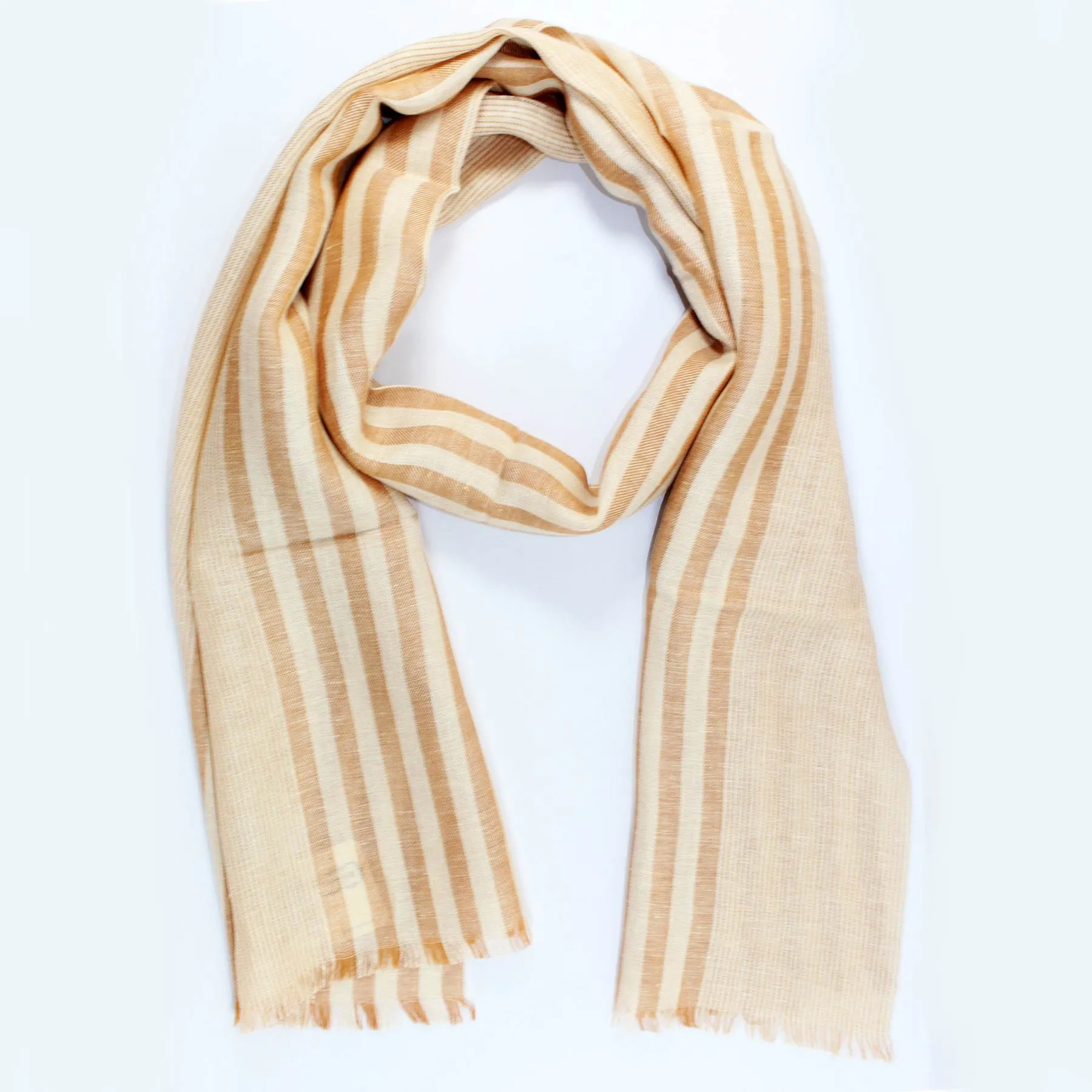 Agnona Scarf Rust Orange White Stripes - Linen Cashmere Silk Shawl DAILY DEAL - FINAL SALE