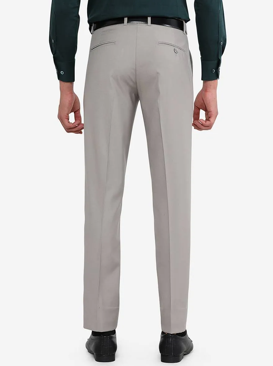 Ash Grey Solid Slim Fit Formal Trouser | Greenfibre