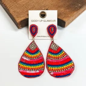 Beaded Mix and Crystal Teardrop Earrings in Serape