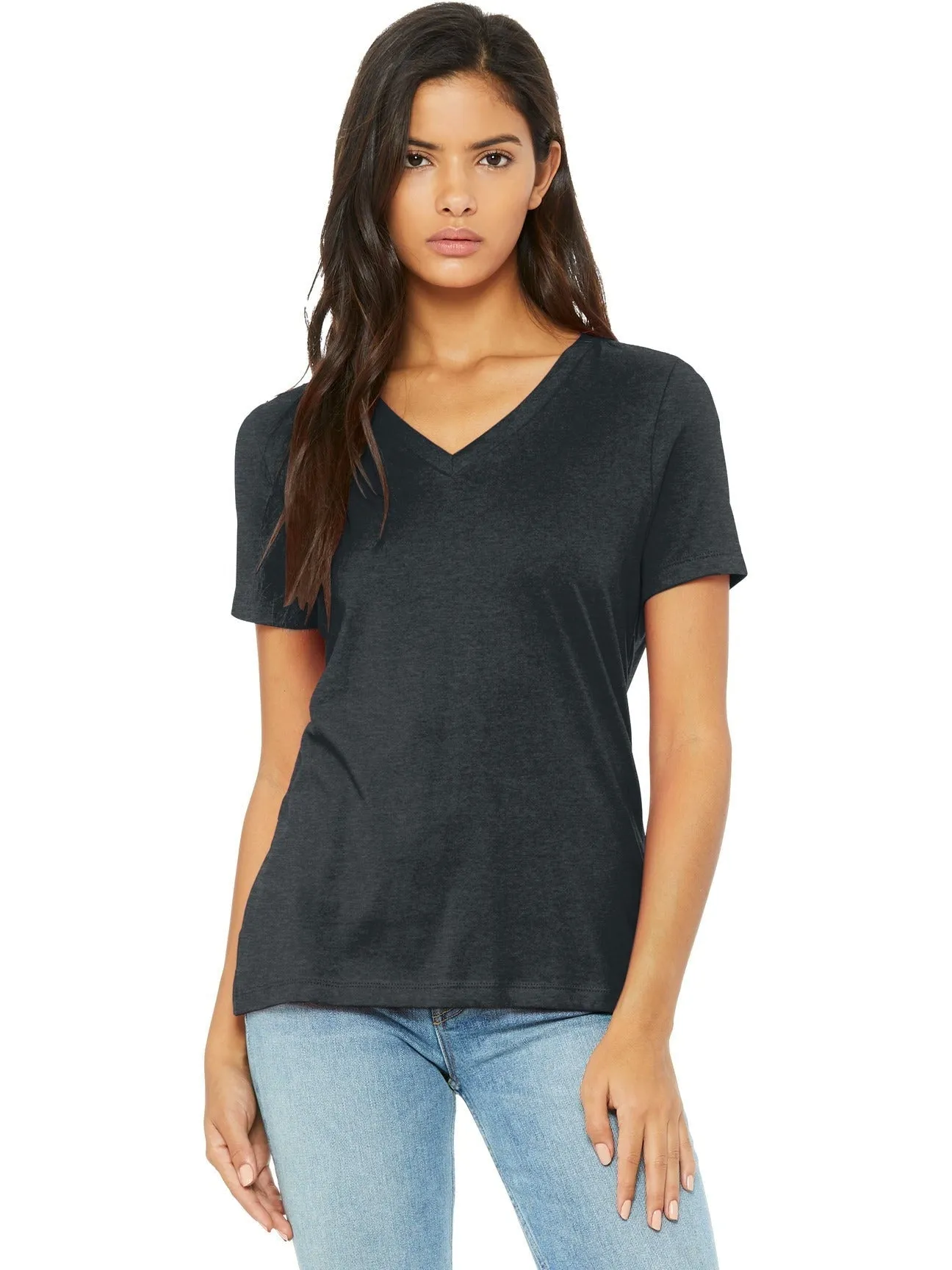 Bella Canvas Ladies Relaxed Heather CVC V-Neck Tee