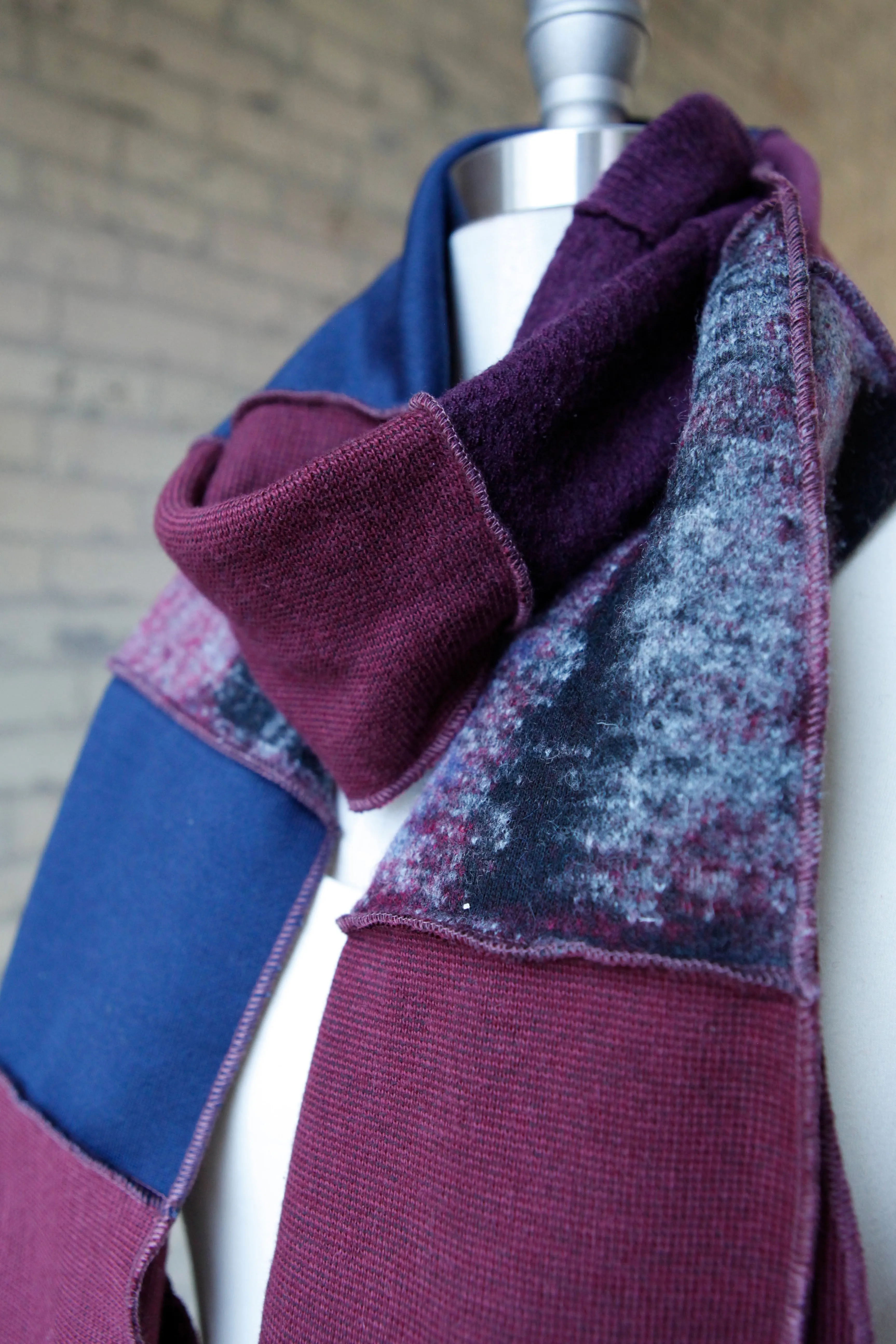 Berry Warm Patchwork Scarf