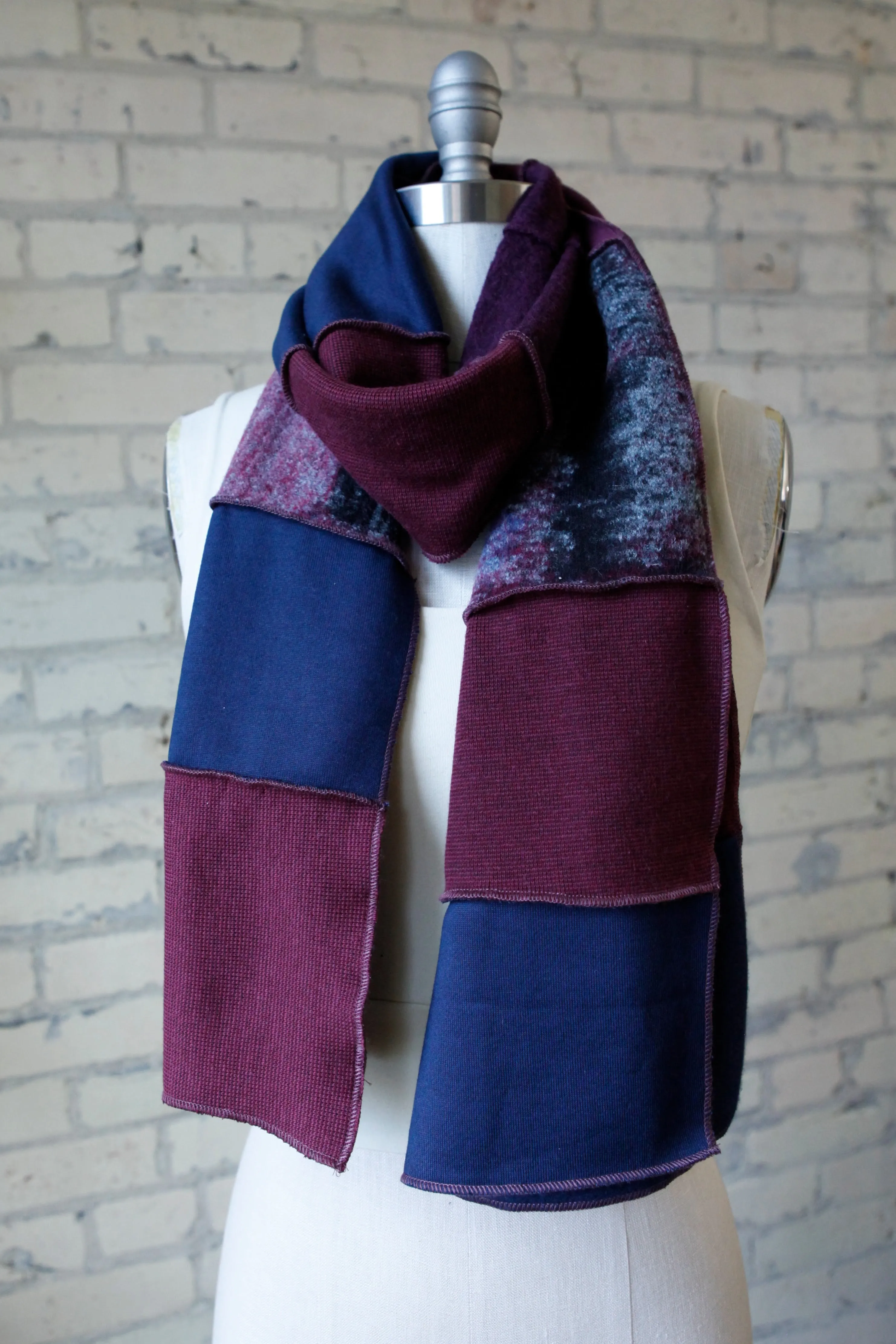 Berry Warm Patchwork Scarf