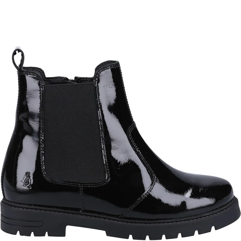 Black Laura Patent Junior School Boots