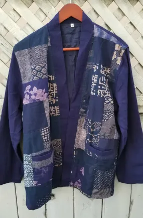 Blue Patchwork Kimono Noragi Hanten