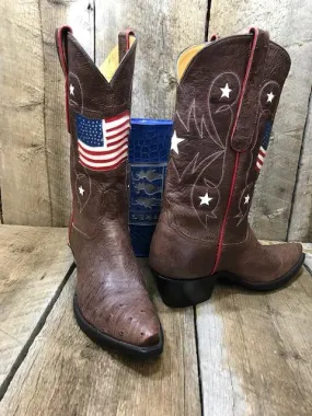 Brown Ostrich Belly  Flag Design Tres Outlaws Women's Classic  2022 *