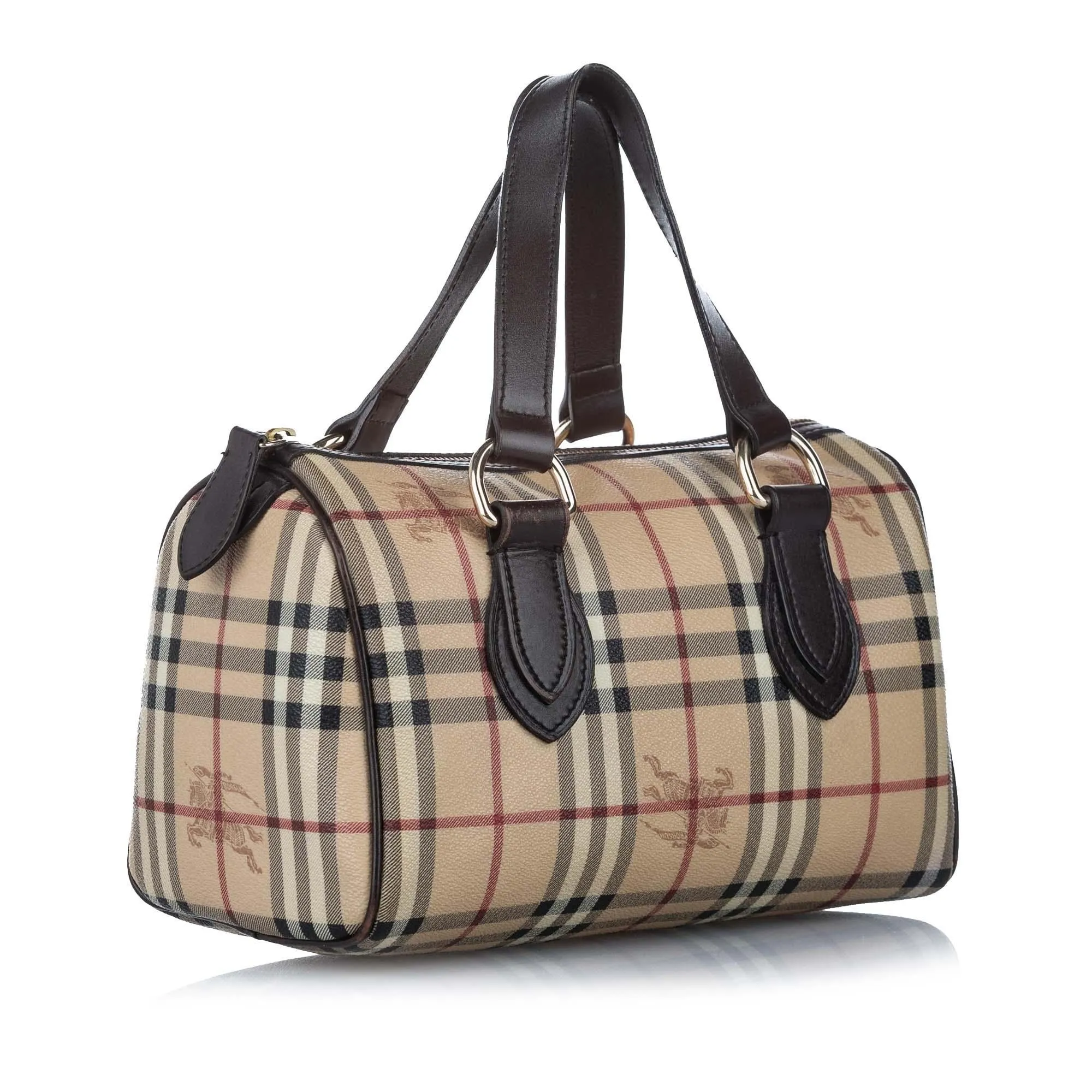 Burberry Haymarket Check Coated Canvas Boston Bag (SHG-16673)