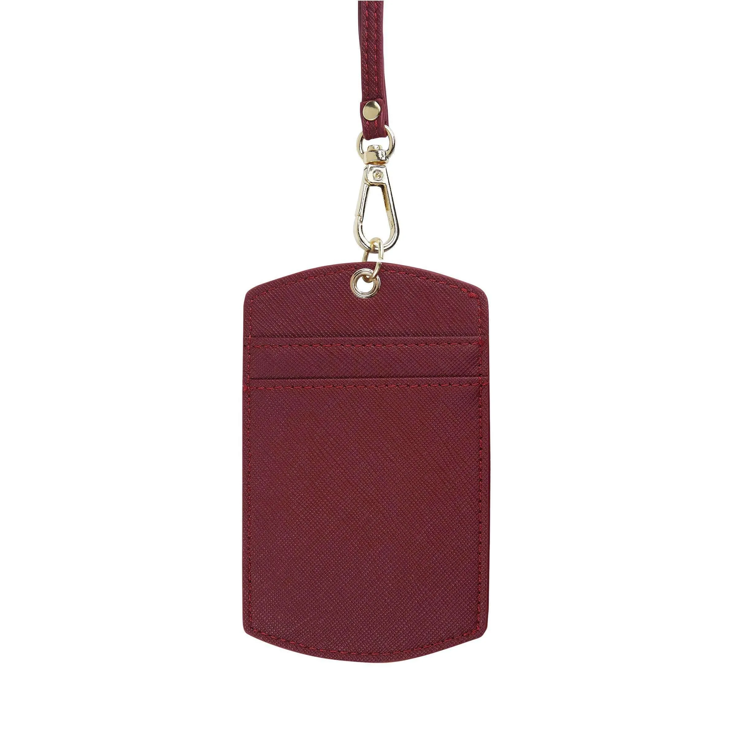 Burgundy - Saffiano ID Cardholder Lanyard