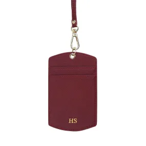 Burgundy - Saffiano ID Cardholder Lanyard