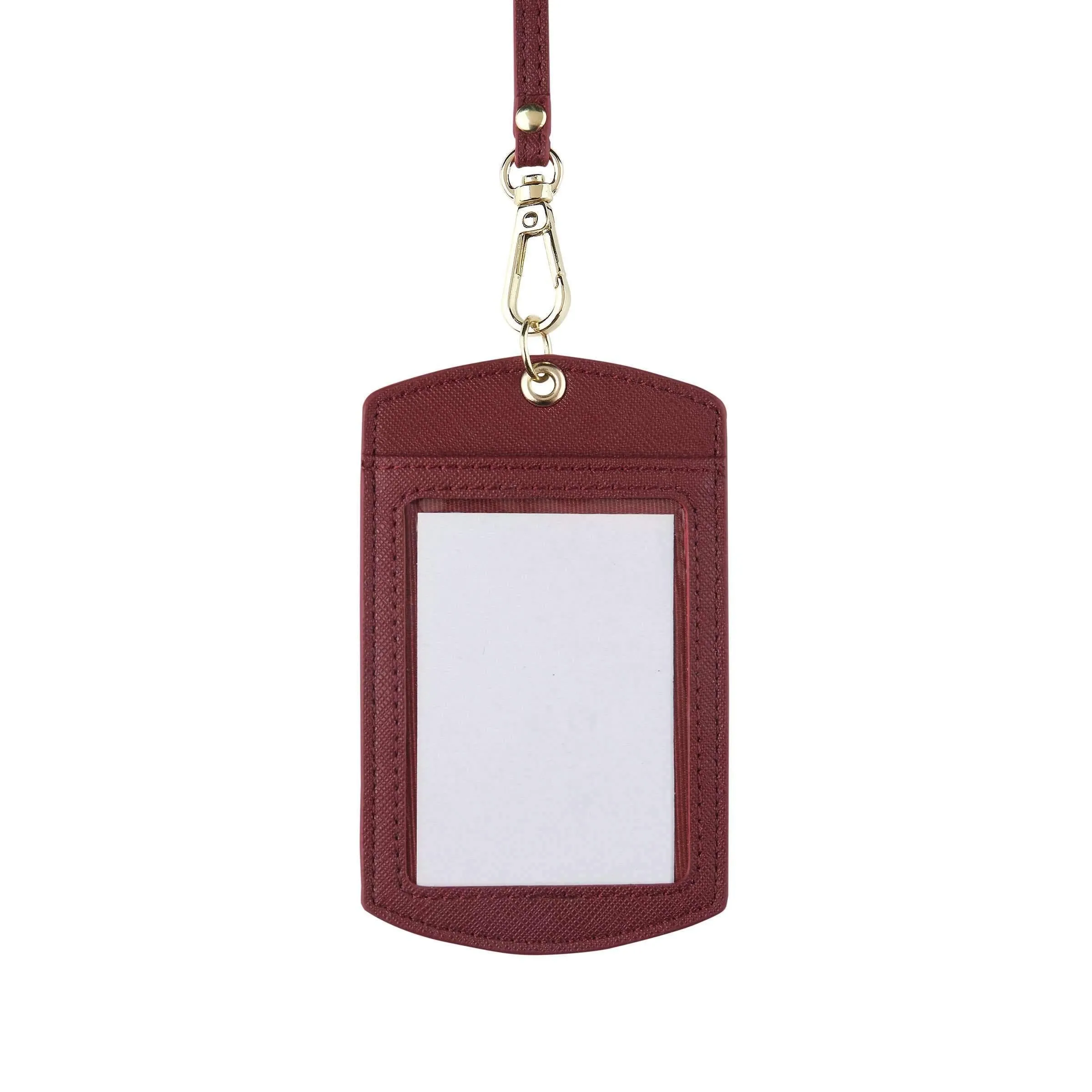 Burgundy - Saffiano ID Cardholder Lanyard