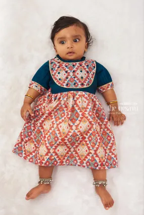 Chic Boho Navy and Multicolor Patchwork Toddler Dress - Comfortable & Stylish