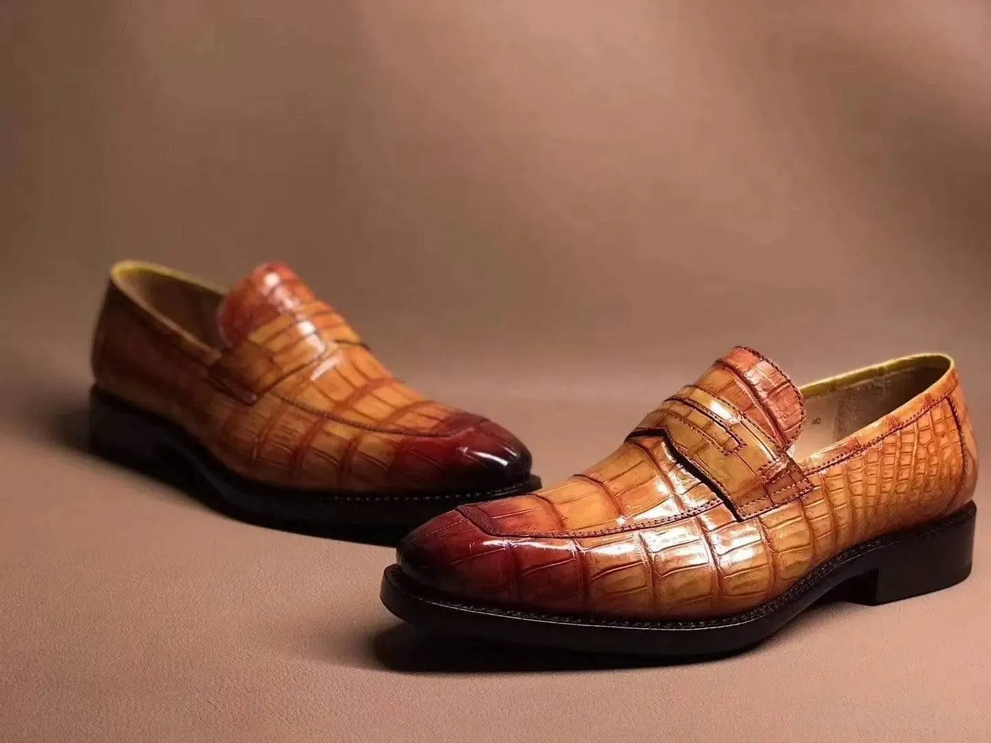 Crocodile Shoes Brown Crocodile Leather Slip On Loafer Shoes