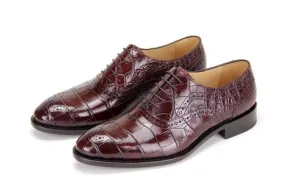 Crocodile Shoes Brown Genuine Crocodile Belly Leather Formal Lace-up Shoes For Men,Goodyear Sole