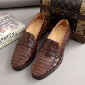 Crocodile Shoes Men's  Crocodile Leather Slip-On Loafers