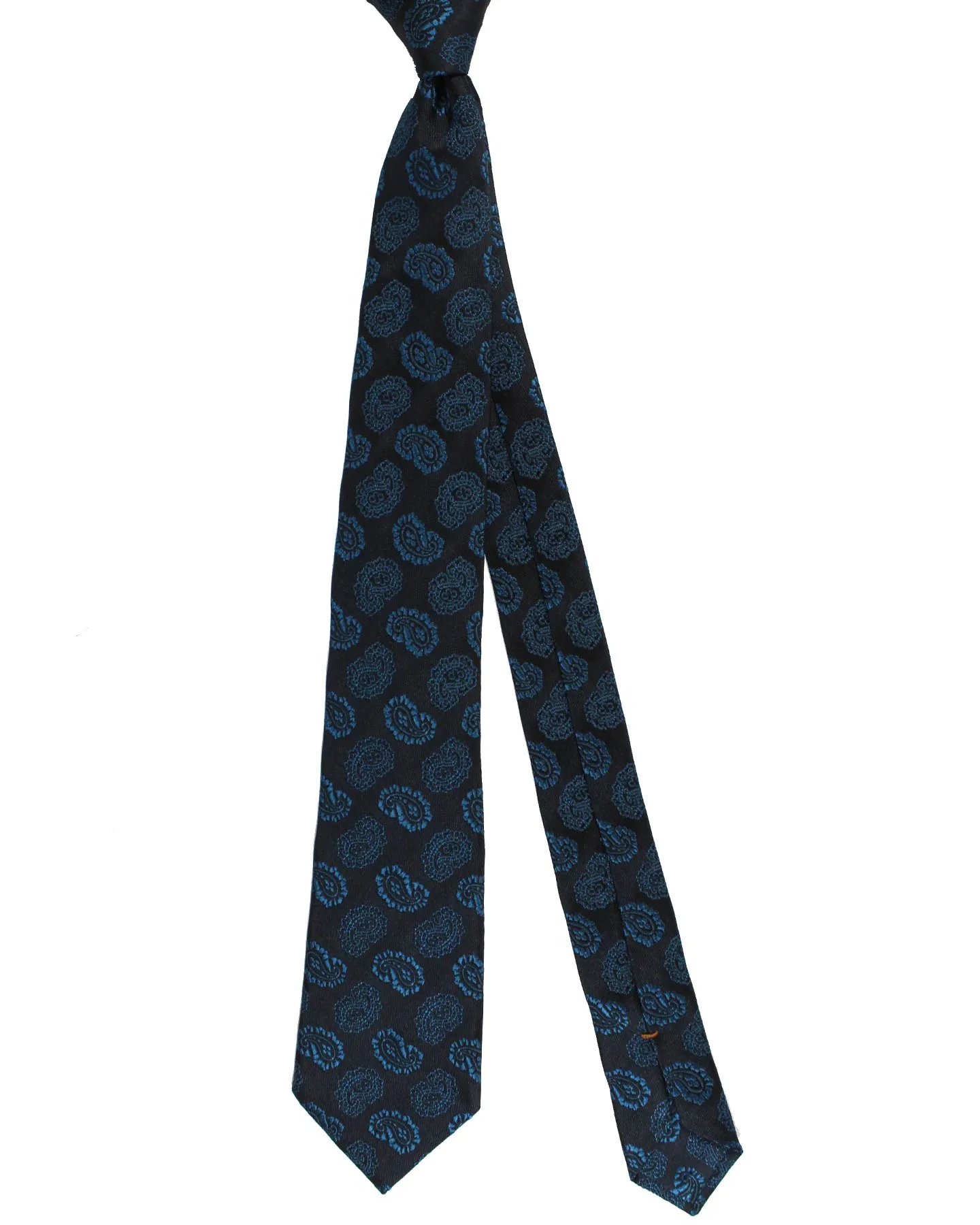 Ermenegildo Zegna Silk Tie Couture XXX Dark Blue Paisley