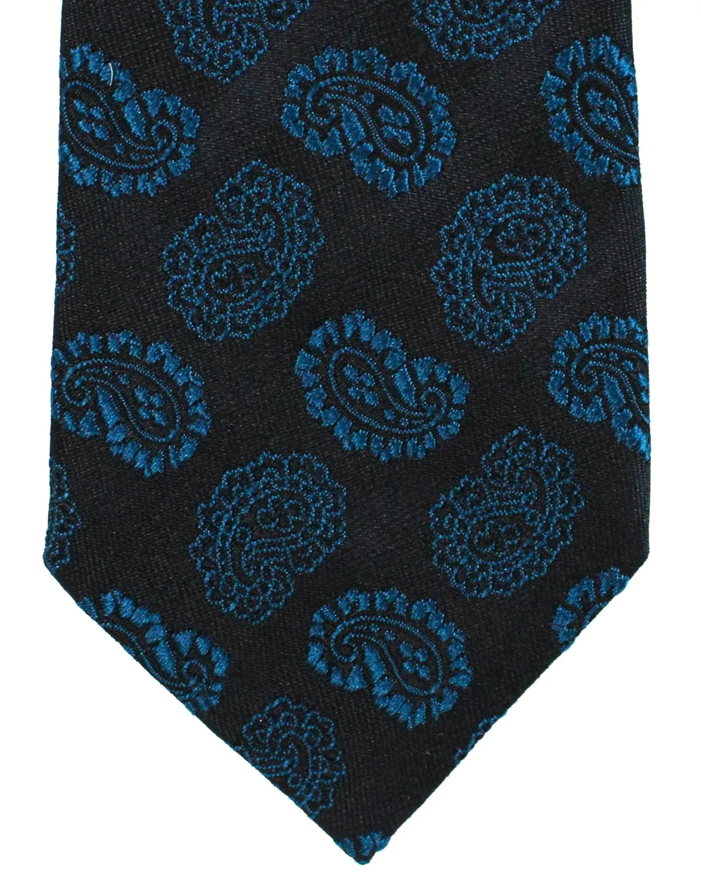 Ermenegildo Zegna Silk Tie Couture XXX Dark Blue Paisley