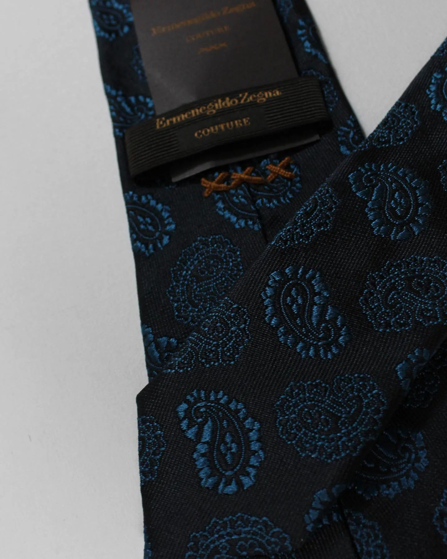 Ermenegildo Zegna Silk Tie Couture XXX Dark Blue Paisley