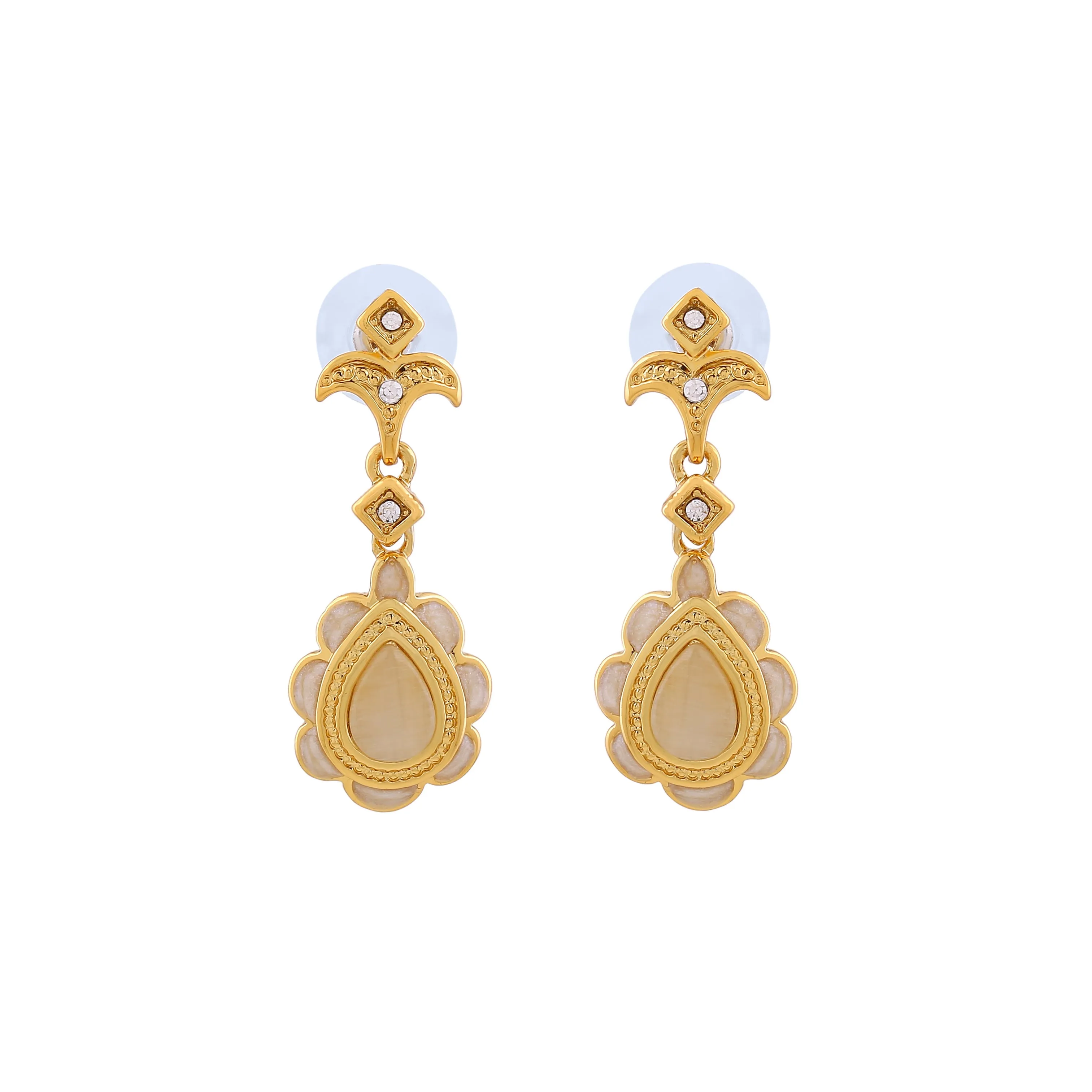 Estele Gold Plated Beautiful Drop Earrings with Austrian Crystals for Women