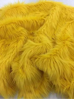 Fake Animal Fur Yellow Mongolian Design Faux Fur Fabric For Fur Coats, Fur Clothing, Blankets Sold By Yard