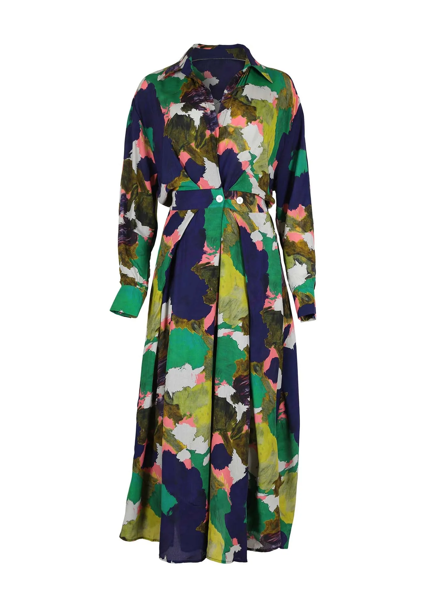 Fiorella Parisian Midi Wrap Dress Forest in Viscose