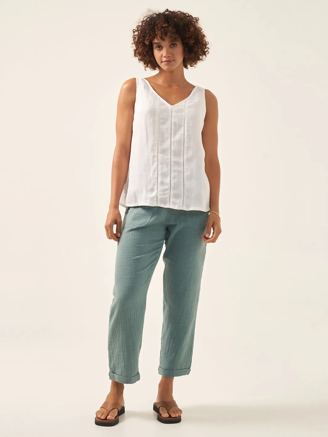 Giana Linen Top White