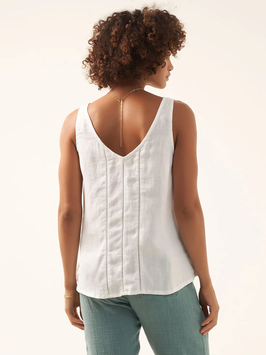 Giana Linen Top White