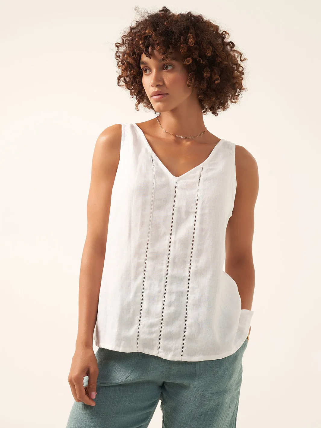 Giana Linen Top White