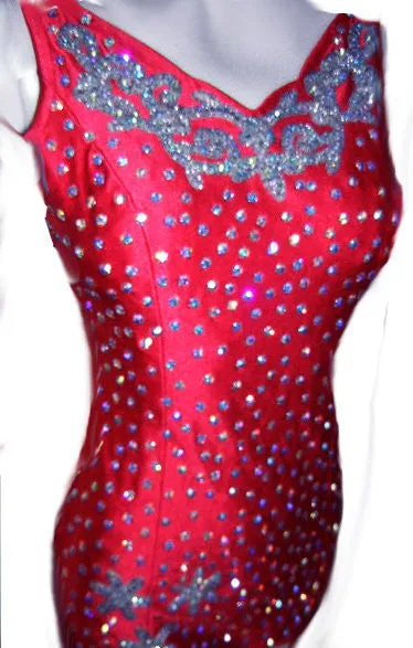 GORGEOUS VINTAGE GLAMOUR GIRL BRILLIANTLY SPARKLING RHINESTONE ENCRUSTED SWIMSUIT IN SCARLET PAGEANT SWIMSUIT - PERFECT FOR VIVA LAS VEGAS