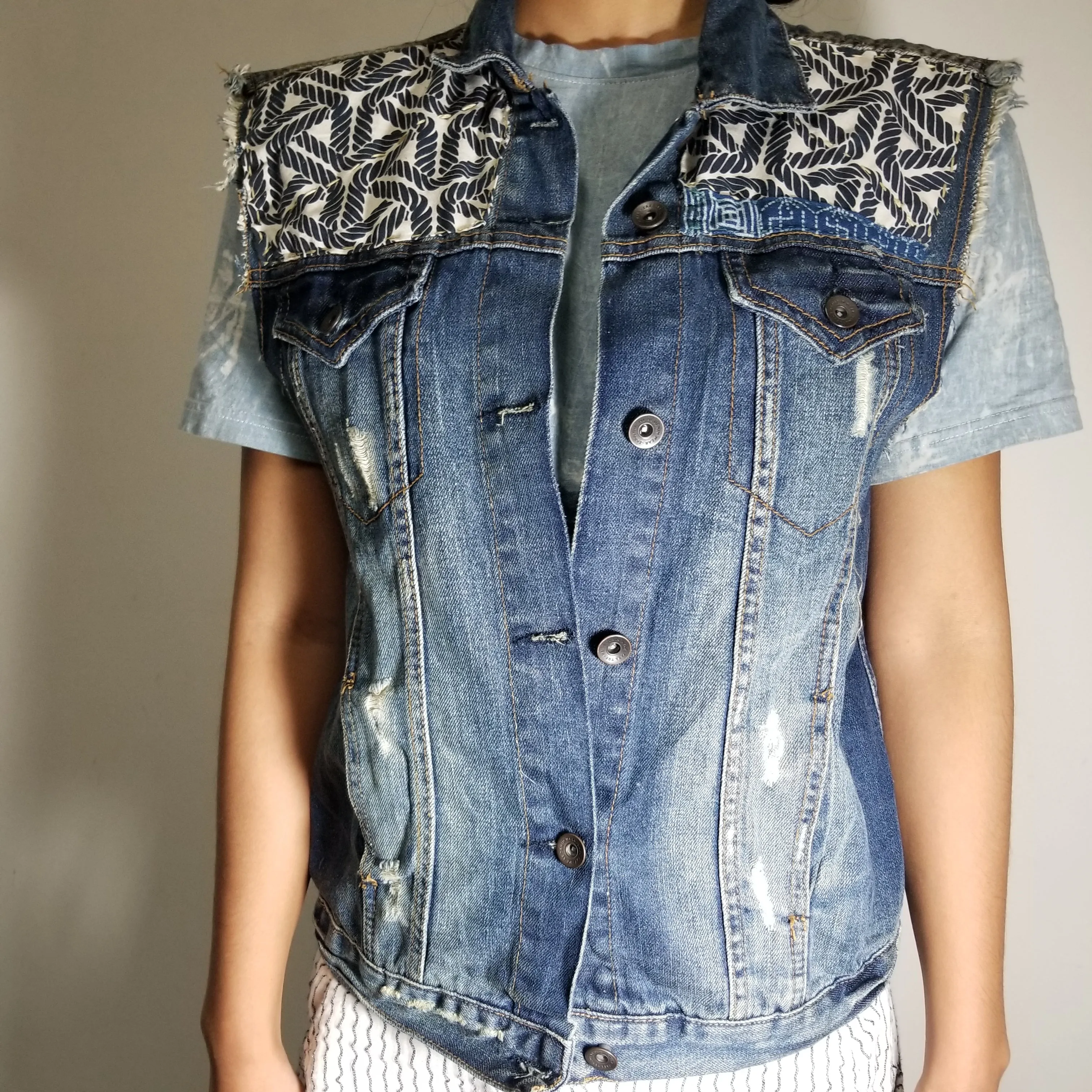 Handstitched Sashiko Retro Patchwork Vest