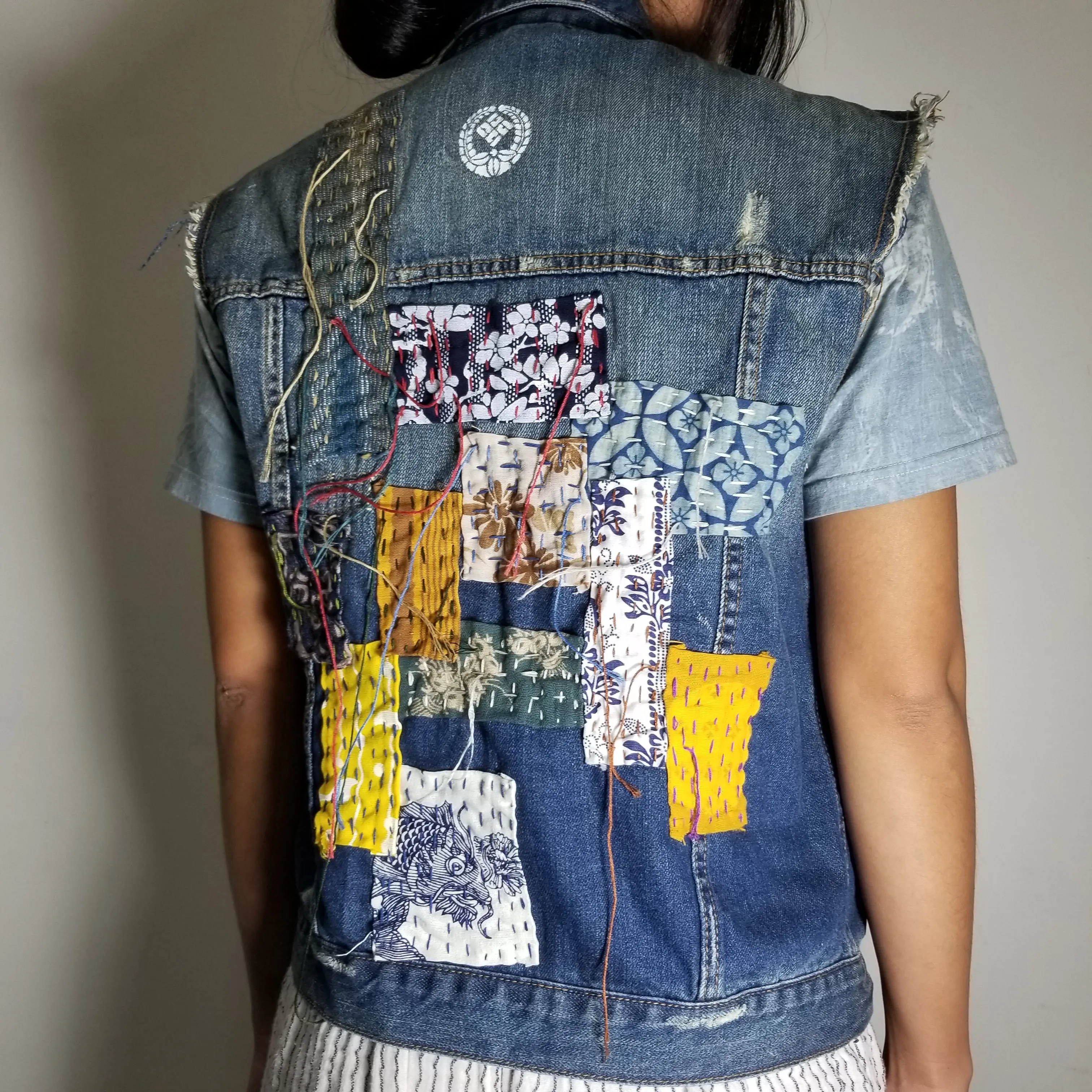 Handstitched Sashiko Retro Patchwork Vest