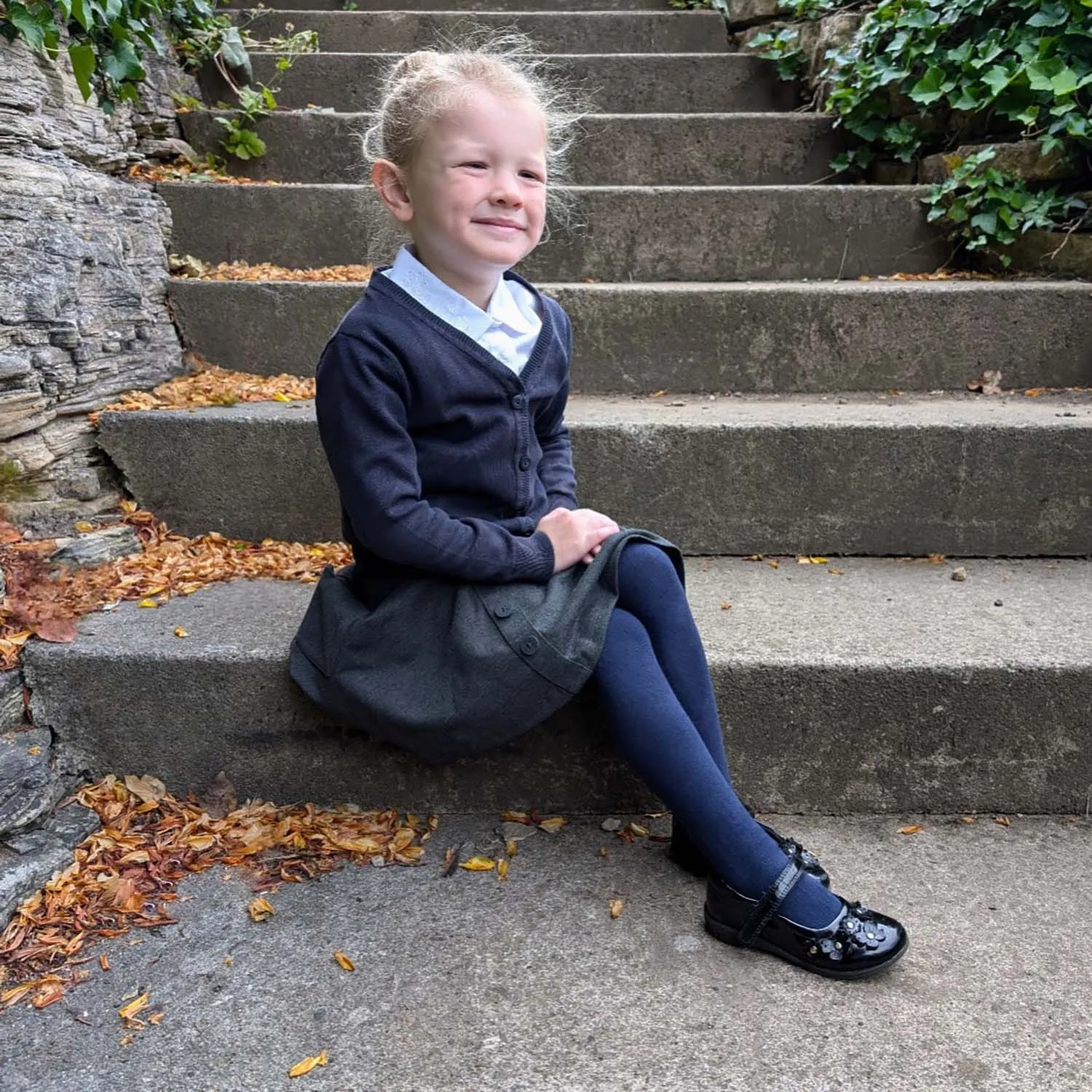 Kids Cotton Tights - Navy