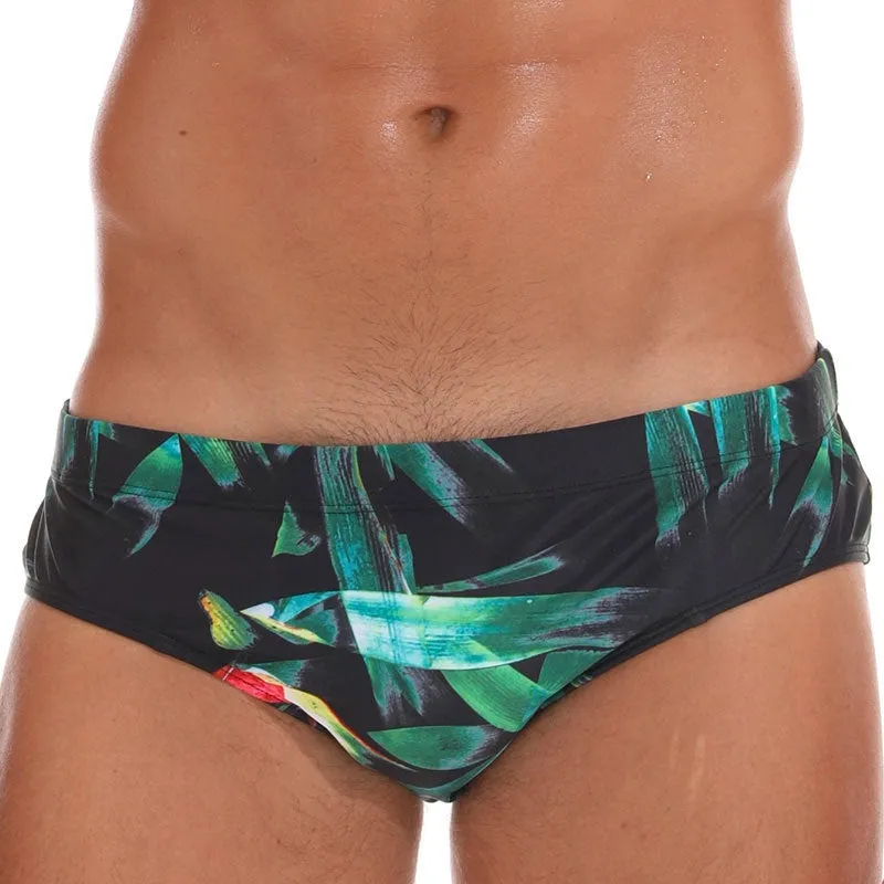 Leaf Printed Swim Briefs (Two Pieces)