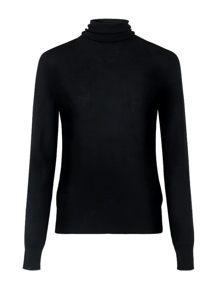 Machine Washable Wool Seamless Turtleneck Women Sweater