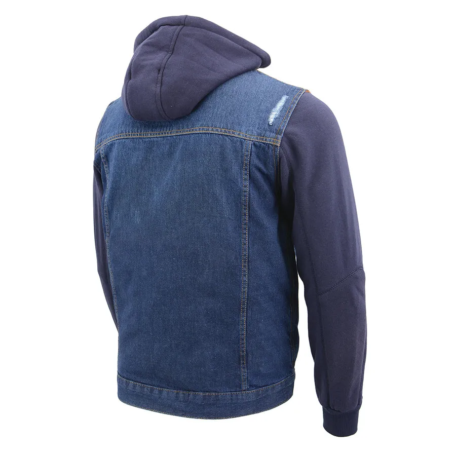 Men’s Denim Hoodie Jean Pocket Jacket w/ Gun Pockets