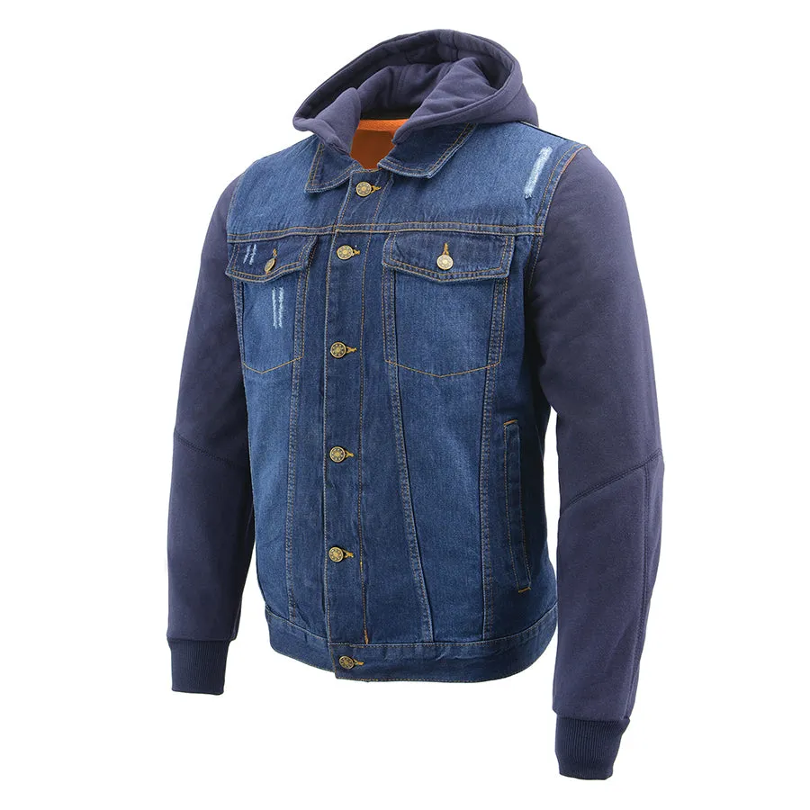 Men’s Denim Hoodie Jean Pocket Jacket w/ Gun Pockets