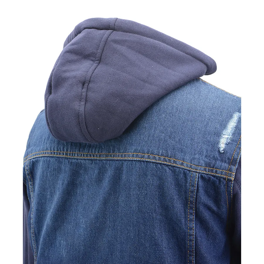 Men’s Denim Hoodie Jean Pocket Jacket w/ Gun Pockets