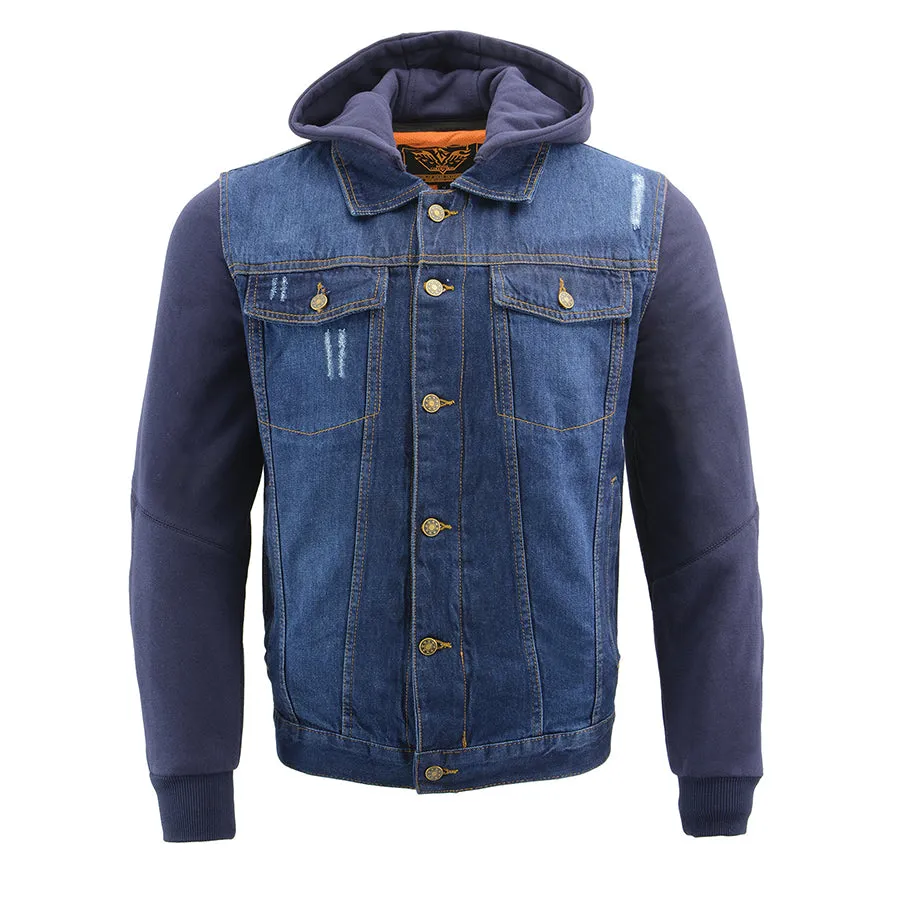 Men’s Denim Hoodie Jean Pocket Jacket w/ Gun Pockets