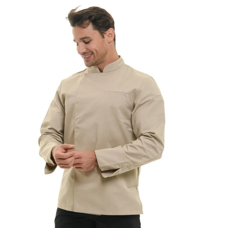 Men's Long Sleeve Beige Chef Coat  - MANELLI