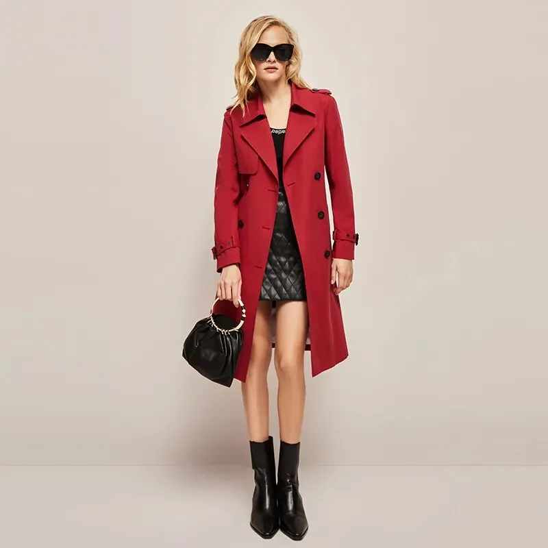 Mid-length British Style High-end Temperament Slim Fit Trench Coat