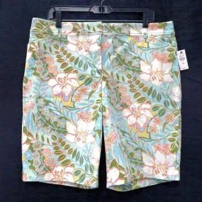 NWT Wmns Talbots Perfect Short Tropical Floral Print Chino Shorts Sz 14 Petite