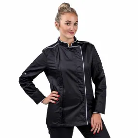 Orchestra Women's Black Kitchen Coat with White Edging - MANELLI