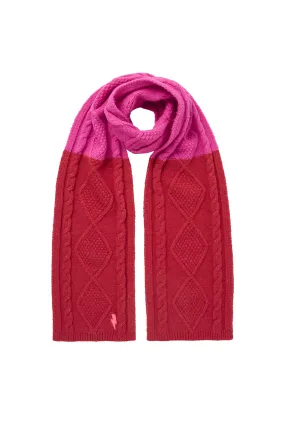 Red with Pink Cable Knit Scarf