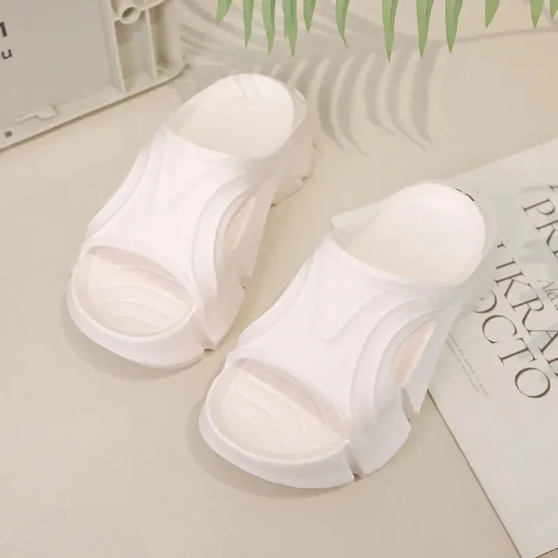 Summer Beach Wedge Platform Eva Slippers Women Thick Platform Indoor Home Slides Woman Lightweight Non Slip Bathroom Flip Flops