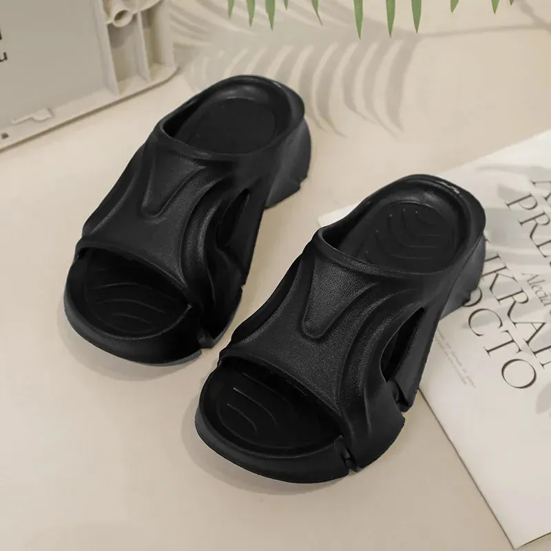 Summer Beach Wedge Platform Eva Slippers Women Thick Platform Indoor Home Slides Woman Lightweight Non Slip Bathroom Flip Flops