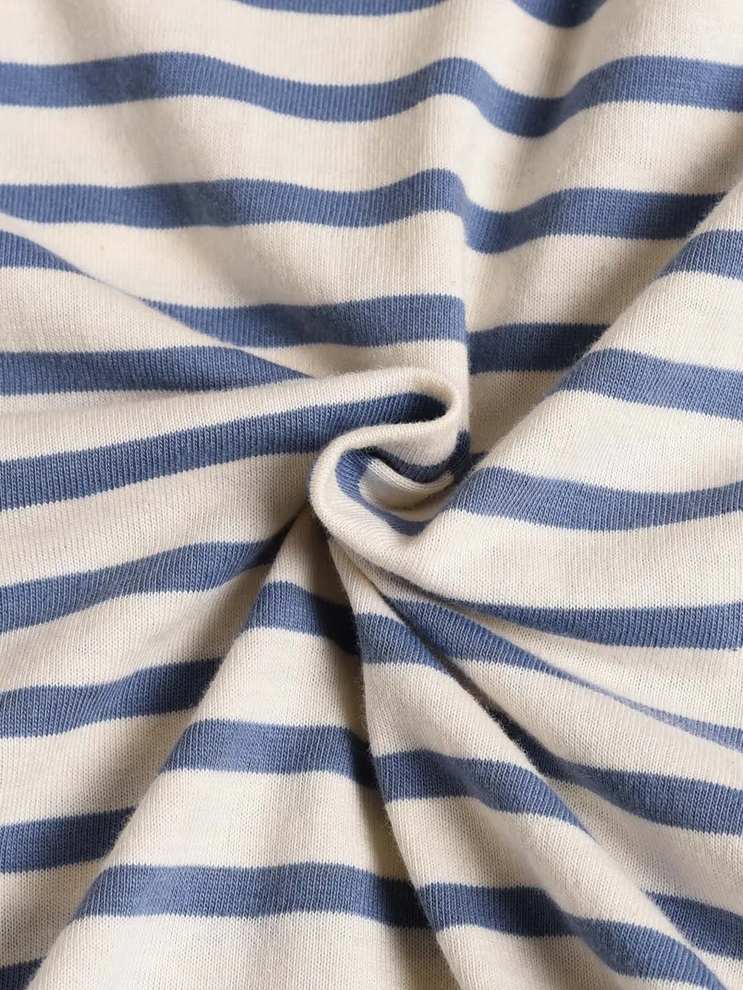 Violet Round Neck Striped Cotton T-shirt