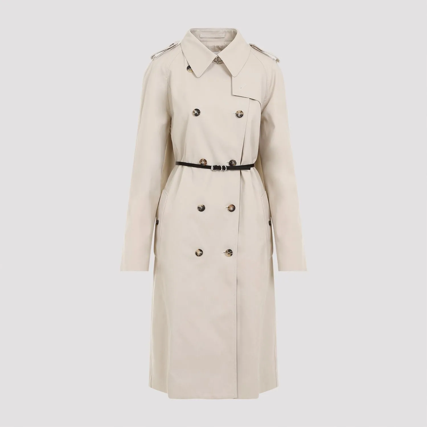 VOYOU BEIGE TRENCH COAT BLACK BELT